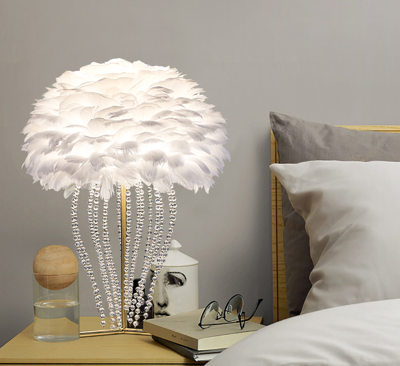 feather and black lamps