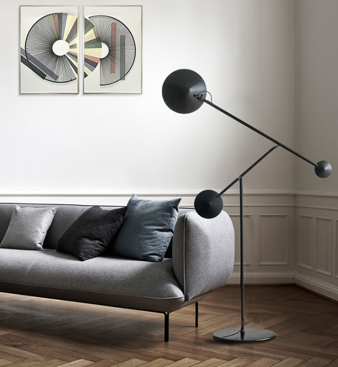 Modern LED Floor Lamp Metal Black Adjustable Artistic Bedroom Living