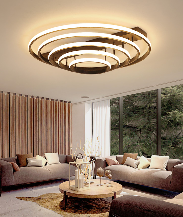 Modern LED Ceiling Light Aluminum Silica gel Annulus Simple Living Room ...