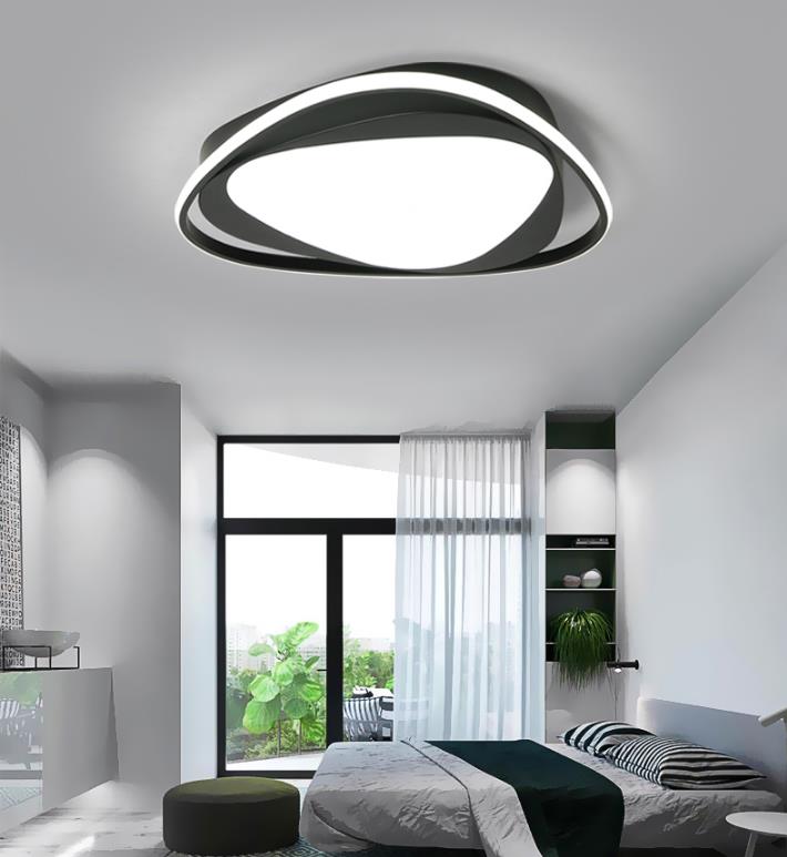 Modern Led Ceiling Light Metal Black White Lamp Bedroom Living Room Decor Horizon Lights