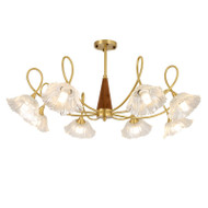 VIOLA Brass Chandelier Light for Living Room, Bedroom & Dining Room - Retro Style