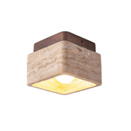 KOSHI Yellow Travertine Ceiling Light for Living Room, Dining Room & Corridor - Wabi-Sabi Style