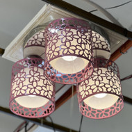 [Display] YUZO Metal Cup Ceiling Light for Bedroom, Living Room & Study - Japanese Style [ Pink, 3 Lights]