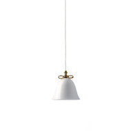 [Display] Simple Glass Bell Shape Presents Package LED Pendant Light Nordic Dining Room Bedroom [S, White + Gold Ribbon]
