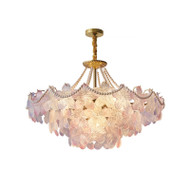PARNASS Glass Flower Chandelier Light for Dining Room, Bedroom & Living Room - French Style
