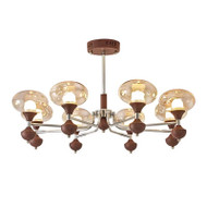 MILLARD Dimmable Glass Wood Grain Chandelier Light for Dining Room, Bedroom & Living Room - Retro Style