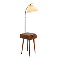 LUMA Wooden Pleated Floor Lamp/ Bedside Table for Bedroom, Living Room & Study - Modern Style