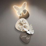 VANIA Quartz Sand Butterfly Decorative Mural Light for Entrance Hall, Corridor & Living Room - Contemporary Style