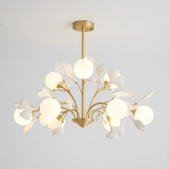 LORETTA Ceramic Ginkgo Leaves Chandelier Light for Dining Room, Bedroom & Living Room - Modern Style