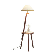 FERN Wooden Floor Lamp with Shelf for Bedroom, Study & Living Room - Retro Style