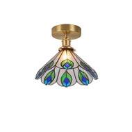 NOLAN Brass Ceiling Light for Living Room, Entrance Hall & Bedroom - Tiffany Style