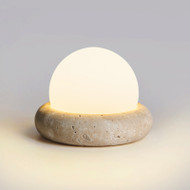 ROCKWELL Dimmable Yellow Travertine Rechargeable Table Lamp for Bedroom, Living Room & Study - Cream Style