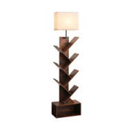 DEREK Dimmable Fabric Floor Lamp with Storage Rack for Living Room, Study & Bedroom - Retro Style