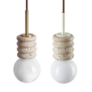ROCHER Yellow Travertine Pendant Light for Bedroom, Dining Room & Living Room - Wabi-sabi Style