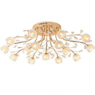 FLORINA Crystal Flowers Ceiling Light for Bedroom, Living Room & Dining Room - French Style