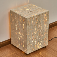 LUNA Yellow Travertine Bedside Floor Lamp for Bedroom - Minimalist Style