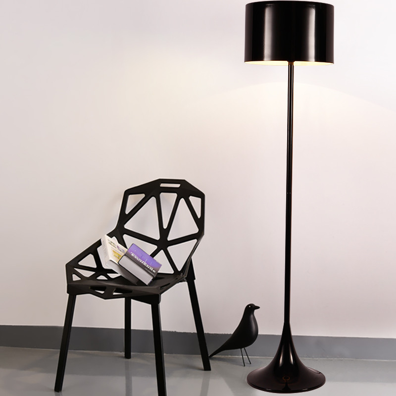 black floor lamp with shelves