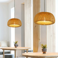 DOME Bamboo LED Pendant Light for Dining room, Restaurant & Cafe - New Chinese Style
