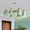 Modern Style LED Chandelier Light Metal Lampshade Wooden Frame Living Room