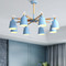 Modern Style LED Chandelier Light Metal Lampshade Wooden Frame Living Room