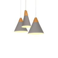 Nordic Style LED Pendant Lights Wood Metal Shade Minimalism Dining Room