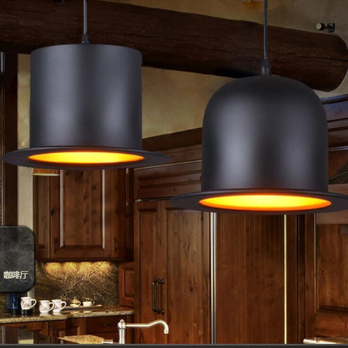 Retro LED Pendant Lights Chaplin Hat Aluminium Shade E27 Restaurants