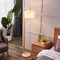 Modern Style Dimmable LED Floor Lamp Wooden Made Cloth Lampshade Bedroom