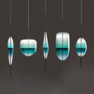 Modern LED Pendant Light Blue gradient glass Simple Peaceful Dining Room Decor