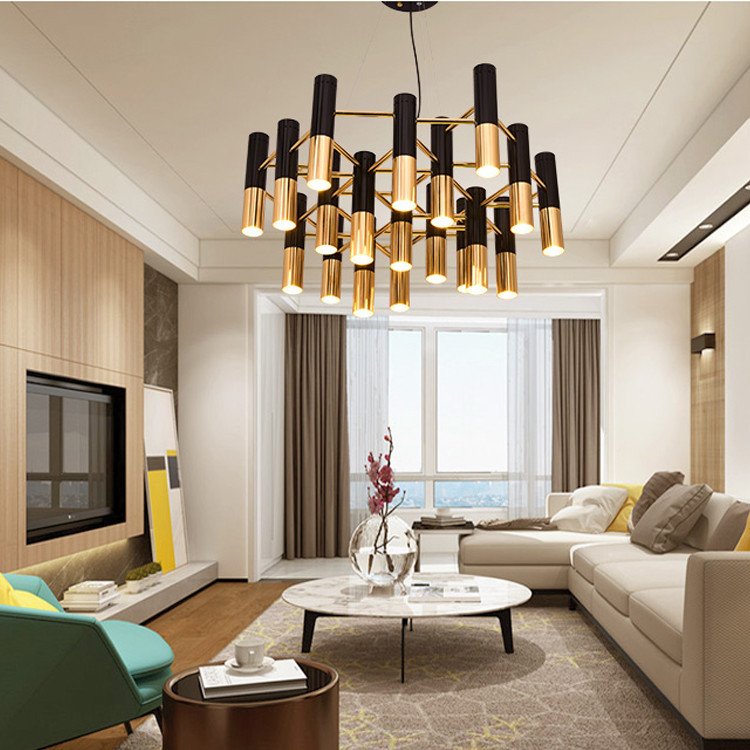 Honeycomb Tube Aluminum Shade LED Chandelier Light Post-modern Living Room
