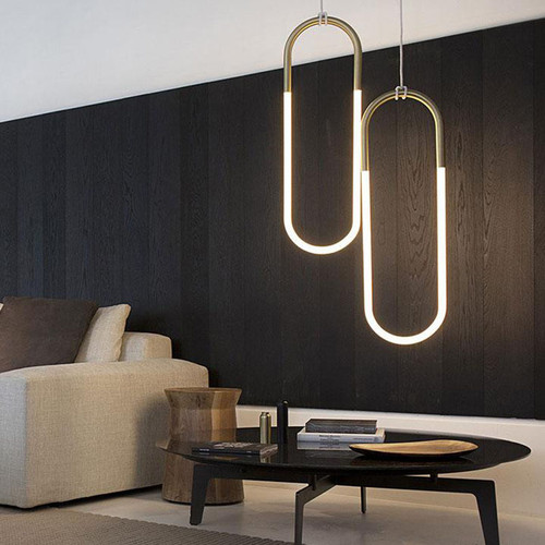 Modern LED Pendant light Glass Tube Shade Metal Light Living Room Bedroom Decor