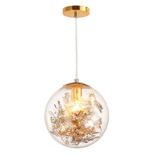 Modern Style LED Pendant Light Leaf Flower Glass Ball Shade Light Dining Room