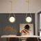 Modern Style LED Pendant Light Milk Glass Ball Copper Shade Corridor Living Room