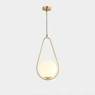 Modern Style LED Pendant Light Milk Glass Ball Copper Shade Corridor Living Room