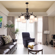 JEREMIAH Metal LED Chandelier Light for Living Room, Bedroom & Dining - American Style