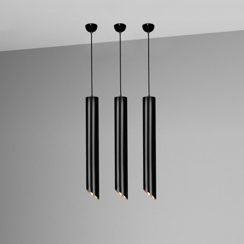 Modern Style LED Pendant Light Aluminum Long Black Lampshade Dining Room Decor