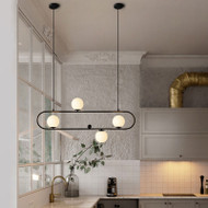 Modern LED Pendant Light Glass Ball Shade Metal Frame Living Room Restaurant Decor