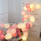 Rainbow Cotton Ball String LED Fairy Lights as Christmas Ornaments 