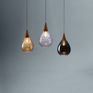 Modern LED Pendant Light Glass Wood Bulb Shape Home Decor