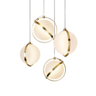 Modern LED Pendant Light Sphere Milk Glass Shade Metal Simple Dining Room Decor