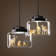 PICCOLO Glass Pendant Light with Animals for Study & Children's Bedroom – Modern Style 