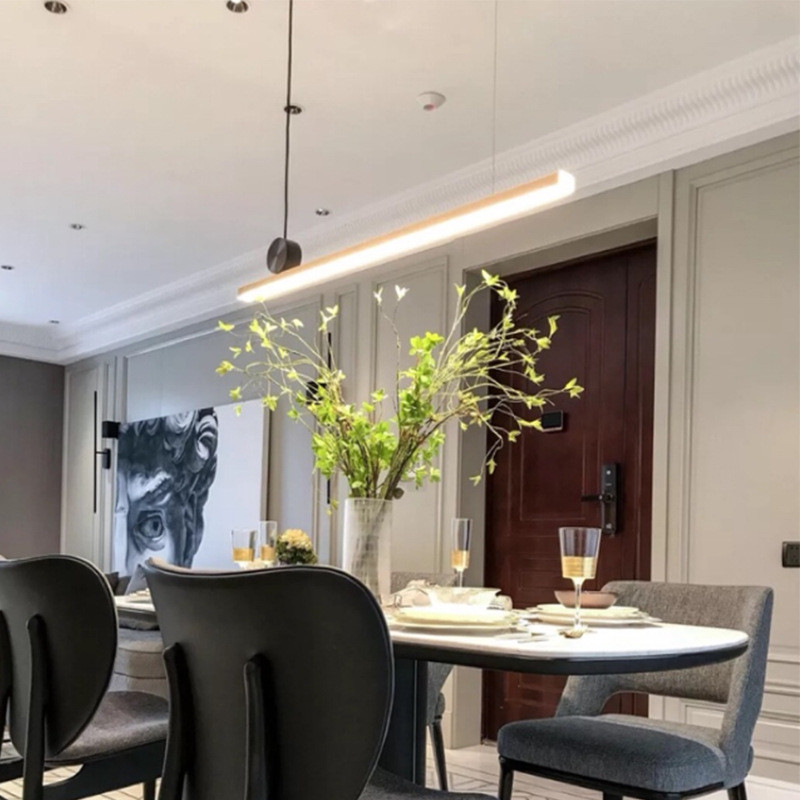 Modern style LED Pendant Light Long Strip Minimalism Dining Room Decor