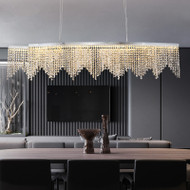 Crystal Bead Curtain Metal Luxurious LED Chandelier Light European Bar Dining Room