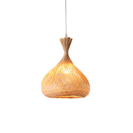 ABODE Bamboo Weave LED Pendant Light for Study, Bedroom & Dining - Modern Chinese Style 