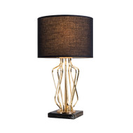 Modern Simple LED Table Lamp Marble Pedestal Fabric Shade Metal Bedroom Living Room Decor 