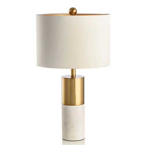 Modern Simple Table Lamp Fabric Shade Marble Foundation LED E27 Bulb Light
