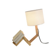  Modern LED Table Lamp Cloth Shade Wood Holder Robot Shape Desk Table Lamp