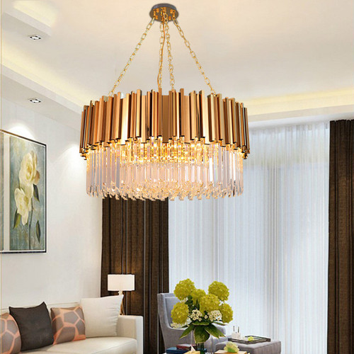 JUHO Stainless Steel Chandelier Crystal Decor Post-Modern Style 