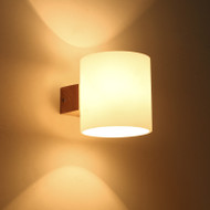 Modern LED Wall Lamp Glass Lampshade Wood Lamp Bedroom Living Room Decor 