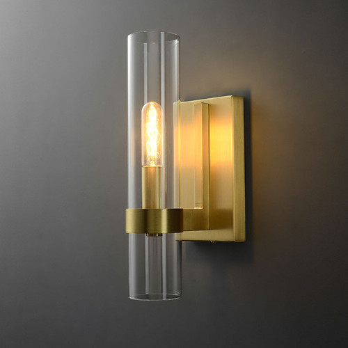 Modern LED Wall Lamp Glass Shade Copper Lamp Bedroom Hotel Corridor Decor