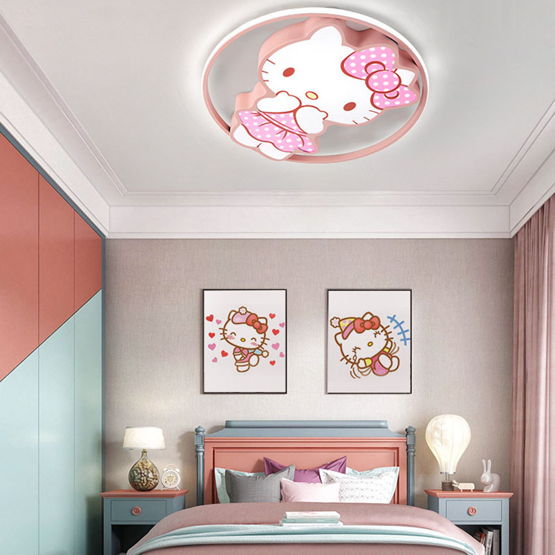 Modern LED Ceiling Light Kitty Shade Light Protect Eyes Girls Bedroom Decor